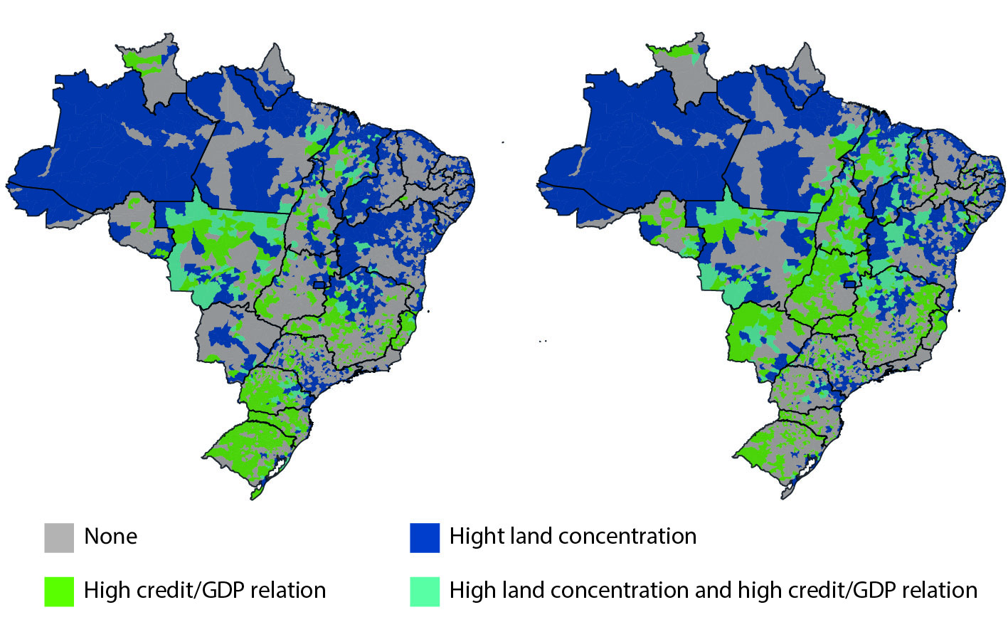 Source: Based on data from SFB (https://consultapublica.car.gov.br/publico/imoveis/index), BCB (https://www.bcb.gov.br/estabilidadefinanceira/micrrural) and IBGE (https://www.ibge.gov.br/estatisticas/economicas/contas-nacionais/9088-produto-interno-bruto-dos-municipios.html).